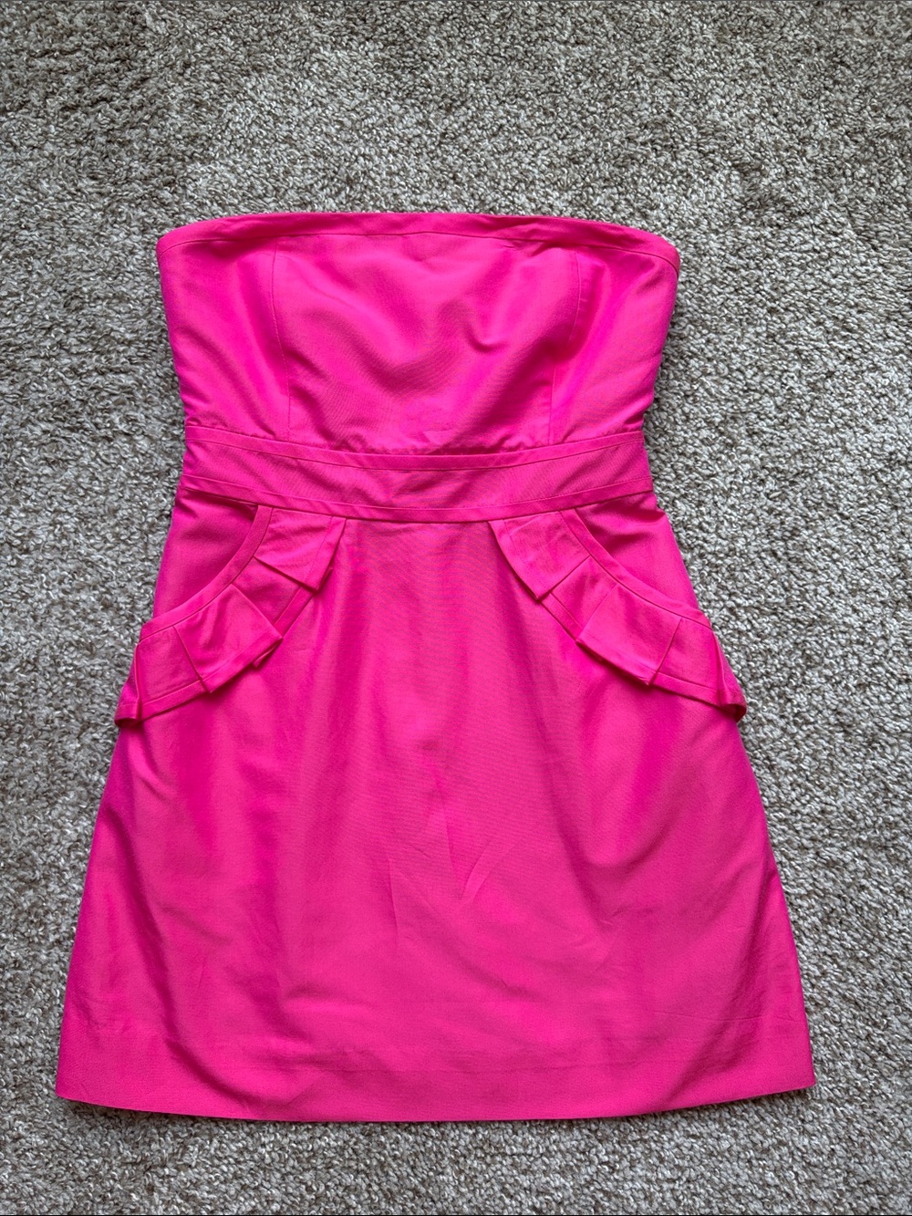 J.Crew Strapless Pink Ruffle Pocket Dress
